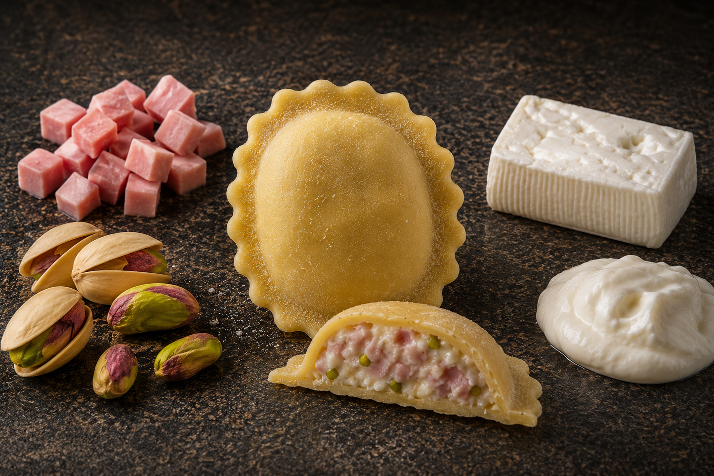 Ravioli Mortadelle, Stracchino & Pistaches