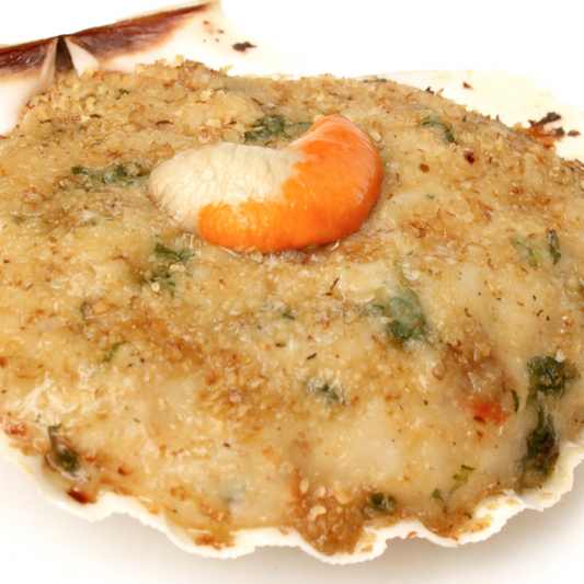 Coquille St jacques gratinée aux fruits de mer